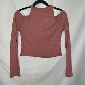 NWT HEART & HIPS PINK LONG SLEEVE CROP TOP (L)